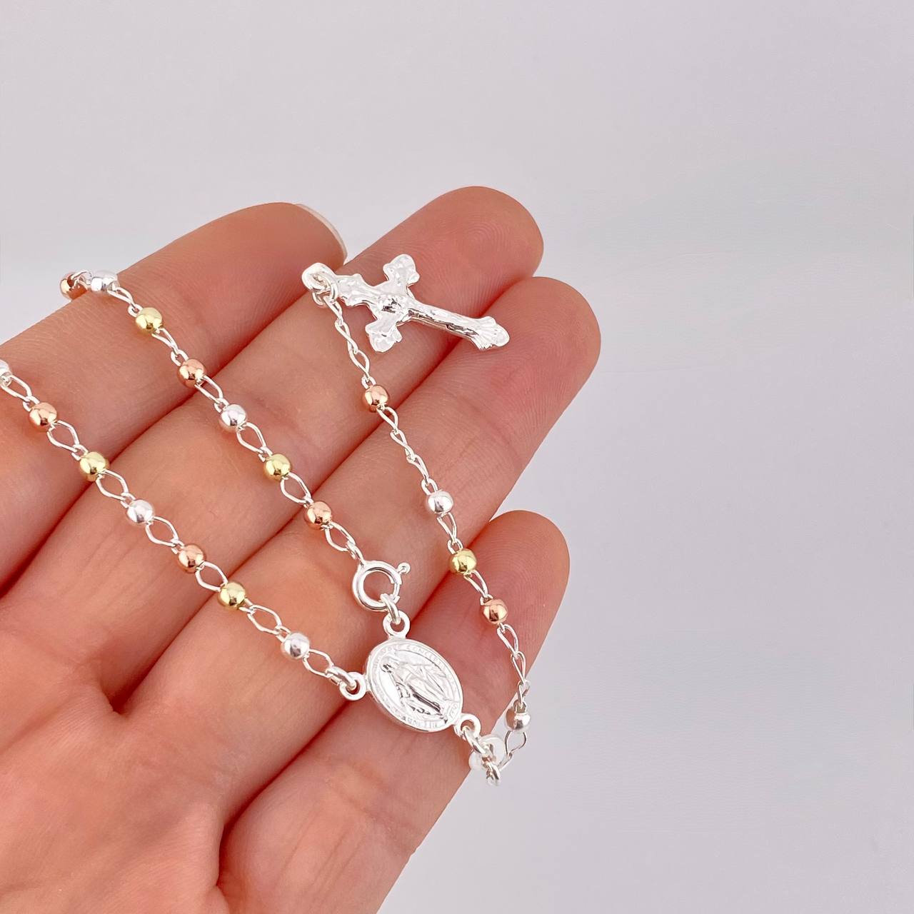 Rosario Vigen Milagrosa 7.4g / 50cm / 3mm Plata Vermeil 925