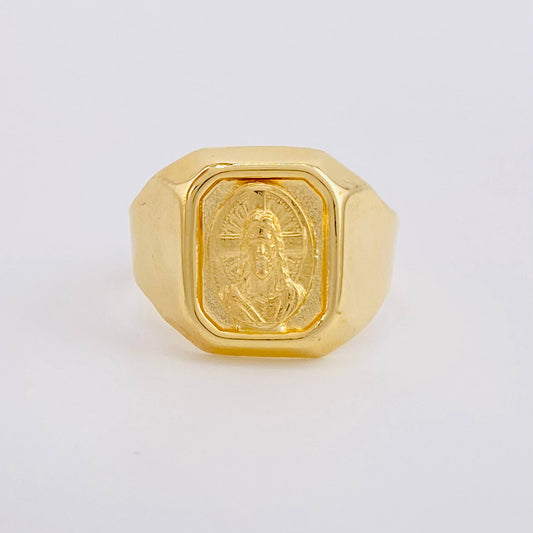 Anillo Sagrado Corazon de Jesús 3.9g / T10 Oro Amarillo 18K