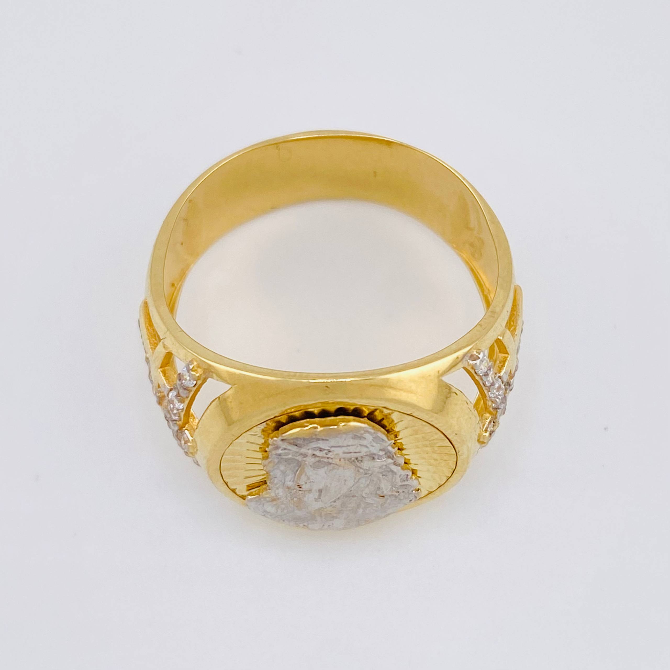Anillo Sello Rostro Cristo 7.45g / T11 3/4 Dos Oros Amarillo Blanco 18K