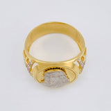Anillo Sello Rostro Cristo 7.45g / T11 3/4 Dos Oros Amarillo Blanco 18K