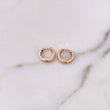 Candongas Carril Doble 0.95gr / 1cm / Circones Negros Oro Rosa 18K &