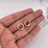Candongas Carril Doble 0.95gr / 1cm / Circones Verdes Oro Rosa 18K &