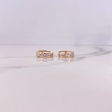 Candongas Carril Doble 1gr / 1cm / Circones Blancos Oro Rosa 18K #