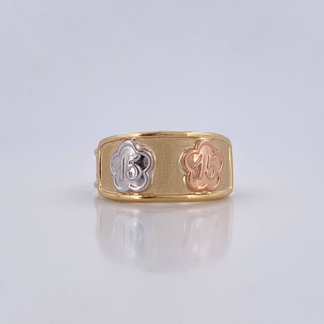 Anillo Flor 15s 1.8gr / T9 / Oro 18K &