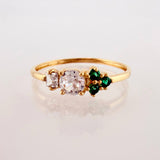 Anillo Solitario Flores Delicadas 0.85gr / T4 1/2 / Oro Amarillo 18K ©