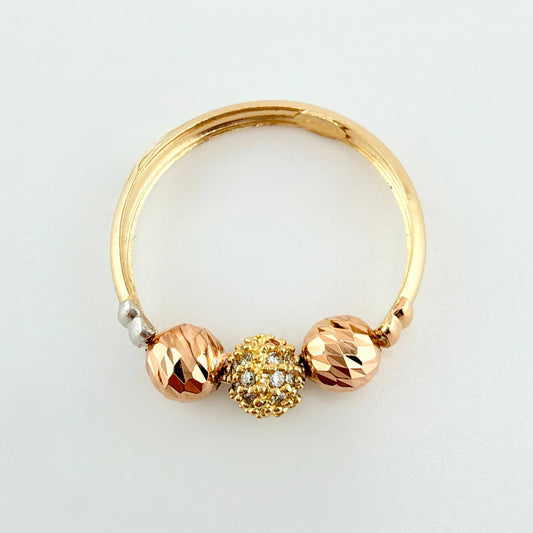 Anillo Trío Bolas 1.85gr / T6 1/2 / Tres Oros 18K ©