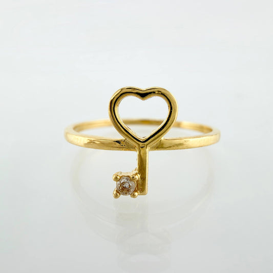 Anillo Llave Corazón 1.5gr / T9 / Oro Amarillo 18K ©