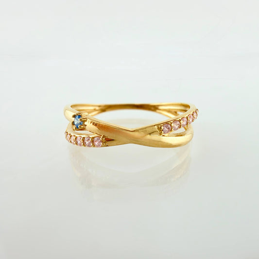 Anillo Carriles Cruzados 1.65gr / T7 3/4 / Oro Amarillo 18K ©