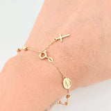 Pulso Denario Virgen Milagrosa Cruz 3.25gr / 19cm-21cm / 3.8mm Oro Amarillo +4 18K