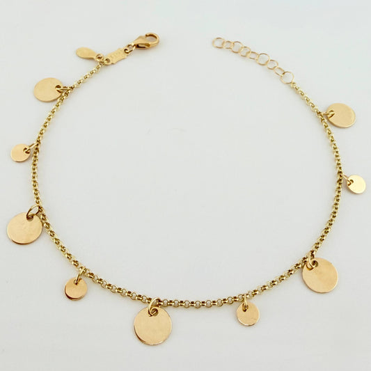 Pulso Roll On Placas Circulares 2.75gr / 16.5cm-18.5cm / 1.5mm Oro Amarillo +4 18K