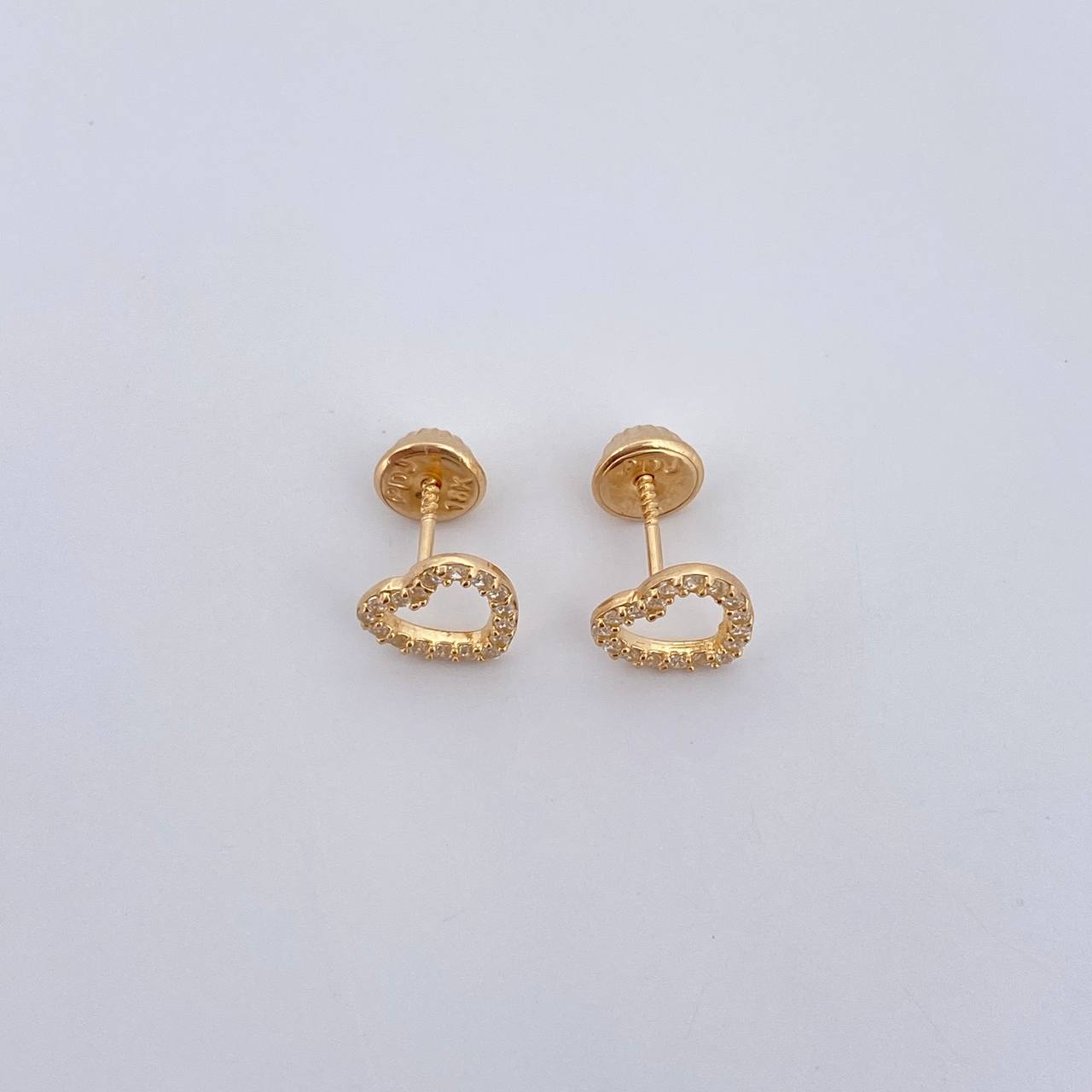 Topos Silueta Corazon 0.95gr / Circones Blancos Oro Amarillo 18K $