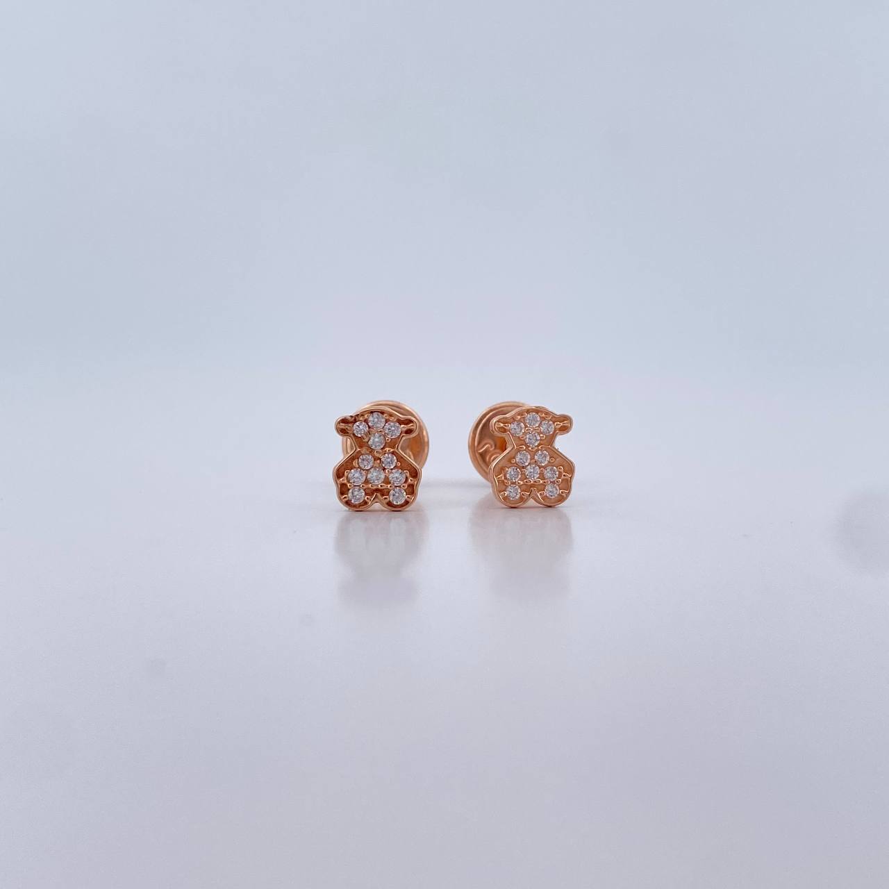 Topos Oso Ts 0.75gr / Circones Blancos Oro Rosa 18K $