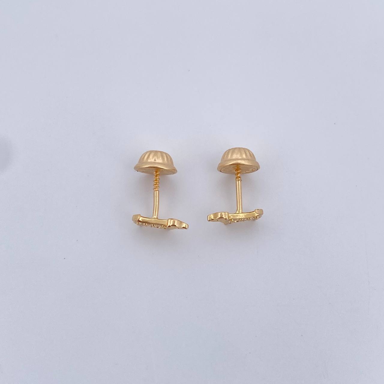 Topos Perro 0.7gr / Circones Blancos Oro Amarillo 18K &