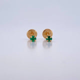 Topos Cuatro Garras 0.45gr / Circon Verde Oro Amarillo 18K $