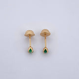 Topos Cuatro Garras 0.4gr / Circon Verde Oro Amarillo 18K &