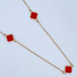 Cadena Espiga Trebol 3.7gr / 40cm / 2mm Electroestatico Rojo Oro Amarillo &