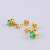 Topos Gota Verde Esmeralda 90Pts 2.15 g / 1.1 cm Oro Amarillo 18K