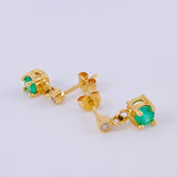 Topos Gota Verde Esmeralda 90Pts 2.15 g / 1.1 cm Oro Amarillo 18K