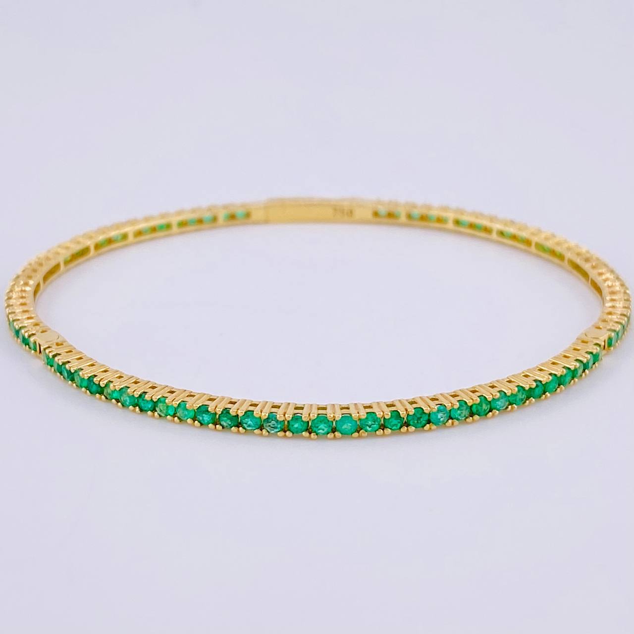 Pulso Tenis Esmeralda 2,60 Qts 6.7 g / 18.5 cm / 2.1 mm Oro Amarillo 18K