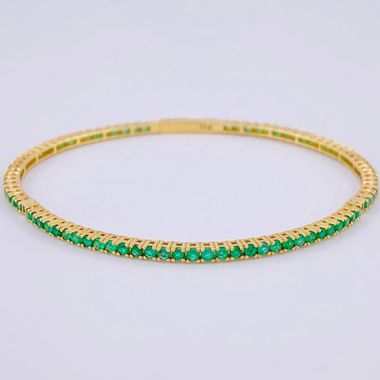 Pulso Tenis Esmeralda 2,60 Qts 6.7 g / 18.5 cm / 2.1 mm Oro Amarillo 18K