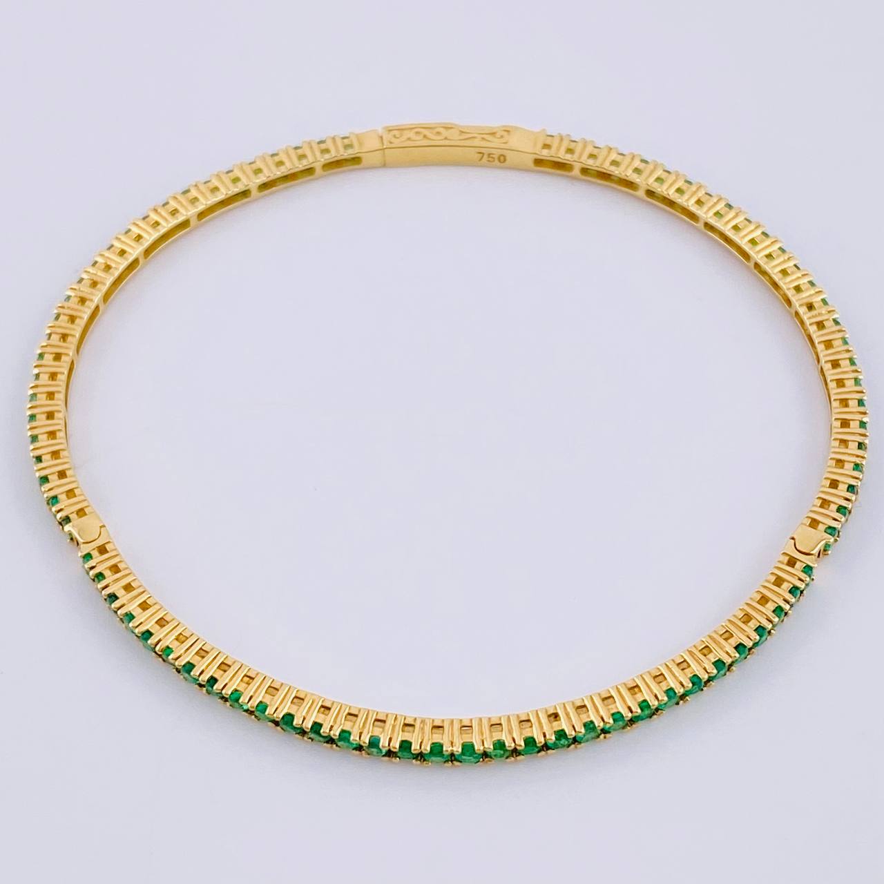 Pulso Tenis Esmeralda 2,60 Qts 6.7 g / 18.5 cm / 2.1 mm Oro Amarillo 18K