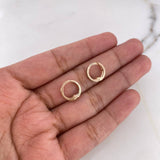 Candongas Carril Doble 0.9gr / 1cm / Circones Negros Oro Rosa 18K #