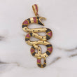 Dije Serpiente 13.2gr / 7.3cm / Circones Negros-Fucsias-Amarillos Oro Amarillo 18K $