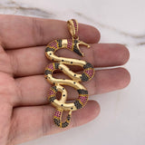 Dije Serpiente 13.2gr / 7.3cm / Circones Negros-Fucsias-Amarillos Oro Amarillo 18K $
