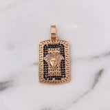 Dije Medusa Tribal 13.15gr / 4.1cm / Circones Negros Dos Oros Blanco Rosa 18K $