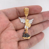 Dije San Miguel Arcangel 10.85gr / 5.3cm / Dos Oros Amarillo Blanco 18K &