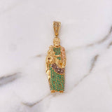 Dije San Jose 12.35gr / 5.7cm / Circones Verdes-Cafes-Blancos Oro Amarillo 18K $