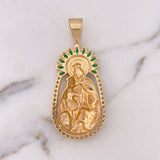 Dije Virgen Del Carmen 27.8gr / 6.7cm / Circones Blancos Verdes Oro Amarillo 18K $