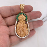 Dije Virgen Del Carmen 27.8gr / 6.7cm / Circones Blancos Verdes Oro Amarillo 18K $