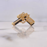 Dije Pistola 11.3gr / 3.2cm / Circones Blancos Negros Oro Amarillo 18K #
