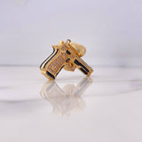 Dije Pistola 11.3gr / 3.2cm / Circones Blancos Negros Oro Amarillo 18K #