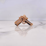 Dije Pistola 11.7gr / 3.2cm / Circones Blancos Negros Oro Rosa 18K &