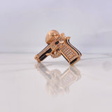 Dije Pistola 11.7gr / 3.2cm / Circones Blancos Negros Oro Rosa 18K &