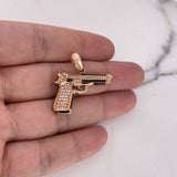 Dije Pistola 11.7gr / 3.2cm / Circones Blancos Negros Oro Rosa 18K &
