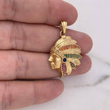Dije Indio 7.15gr / 3.6cm / Circones Colores Oro Amarillo 18K $