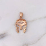 Dije Casco Espartano 3.5gr / 3cm / Circones Blancos Dos Oros Blanco Rosa 18K $