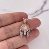 Dije Casco Espartano 3.5gr / 3cm / Circones Blancos Dos Oros Blanco Rosa 18K $