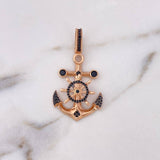 Dije Ancla Timon 5.3gr / 4.5cm / Circones Negros Oro Rosa 18K #