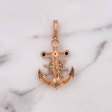 Dije Ancla Timon 5.3gr / 4.5cm / Circones Negros Oro Rosa 18K #