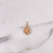 Dije San Miguel Arcangel 1.5gr / 1.9cm / Circones Blancos Oro Rosa 18K #