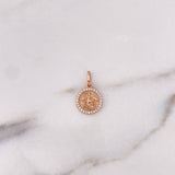 Dije San Miguel Arcangel 1.5gr / 1.9cm / Circones Blancos Oro Rosa 18K #