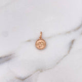 Dije San Miguel Arcangel 1.5gr / 1.9cm / Circones Blancos Oro Rosa 18K #