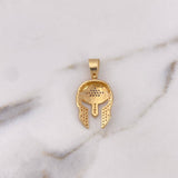 Dije Casco Espartano 3.45gr / 3cm / Circones Blancos Dos Oros Amarillo Blanco 18K $