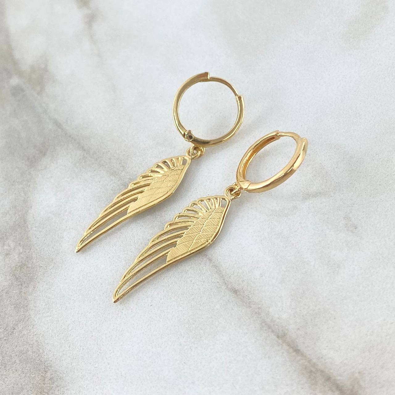 Candongas Alas 3.45gr / 4cm / Texturizadas Oro Amarillo 18K