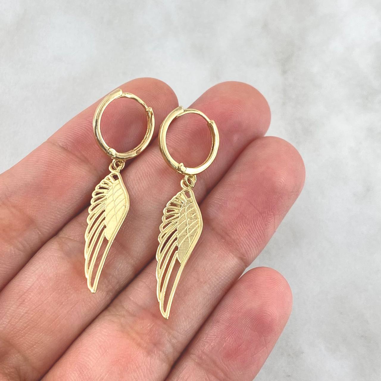 Candongas Alas 3.45gr / 4cm / Texturizadas Oro Amarillo 18K