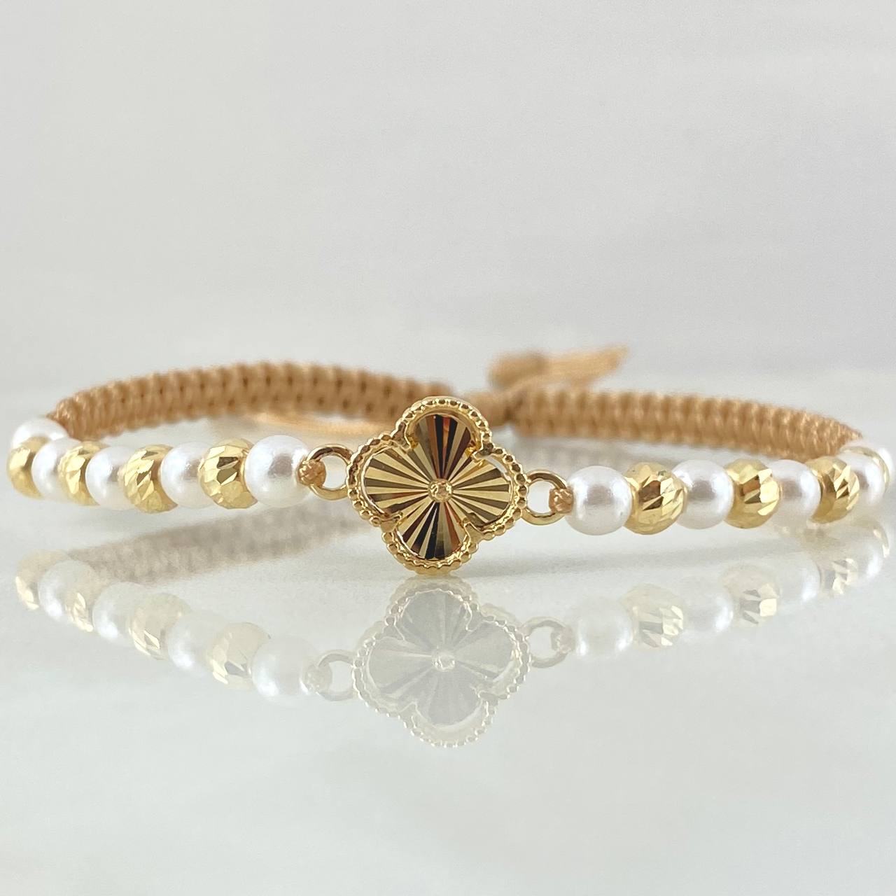 Pulsera Café Herraje Trebol 1.9gr / Nac.Esp. Oro 18K